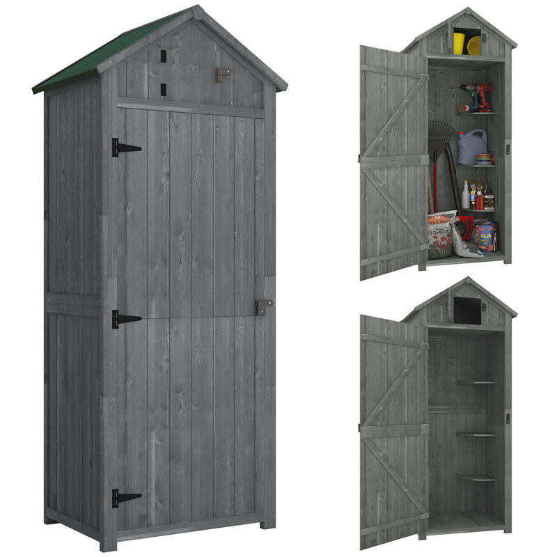 2.5 ft. W x 1.8 ft. D Solid Wood Tongue & Groove Steep Slope Tool Shed, Grey