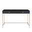 Bureau rectangulaire noir élégant avec finition lustrée et 2 tiroirs tendance
