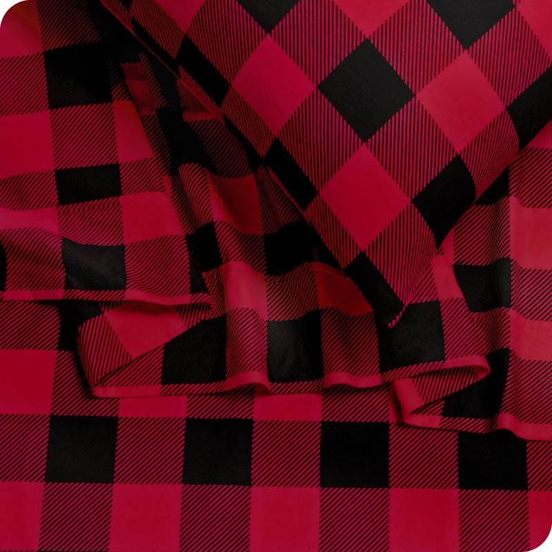 Ensemble de draps en micro-fibre, Ensemble de draps pour grand lit + un drap-housse , Carreaux Buffalo - rouge / noir