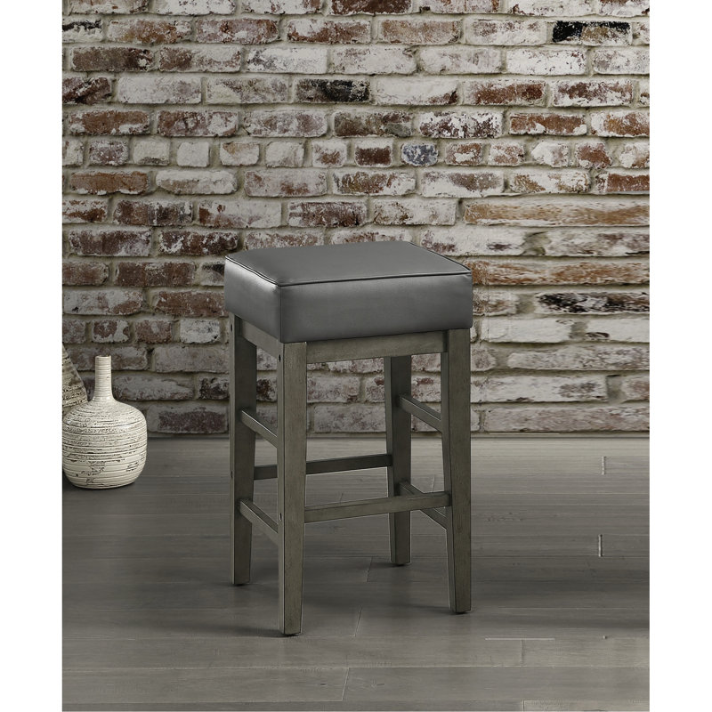 24 tabourets à hauteur de comptoir de 24 po, siège en similicuir gris, structure en bois massif antique pour la salle à manger 2 tabourets de 24 po, structure, appareil
