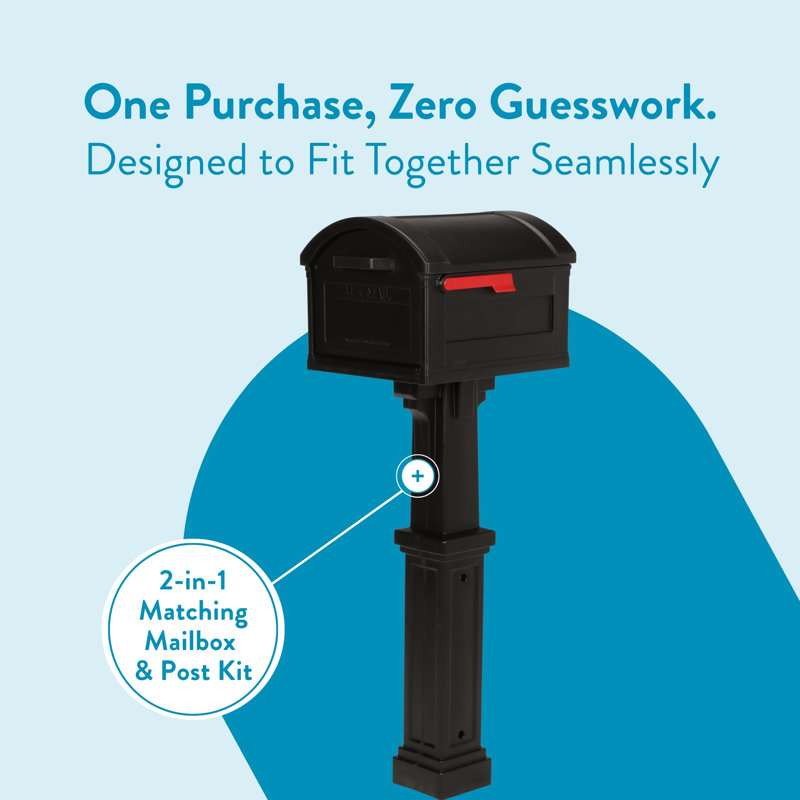 Grand Haven Plastic Post Mounted Mailbox, Black
