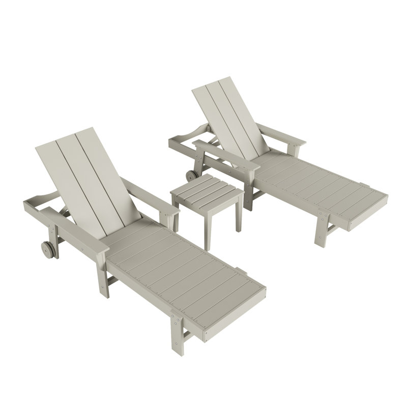 Joubert Outdoor Chaise Lounge with Table, Sand