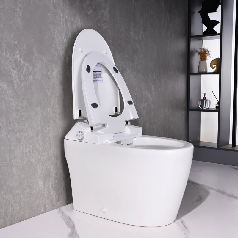 Elongated Smart Toilet, 1.1/1.6 GPF Dual Flush, Heated Seat, Foot Kick/Off-seat/Blackout Flush, Night Light, Soft Closing