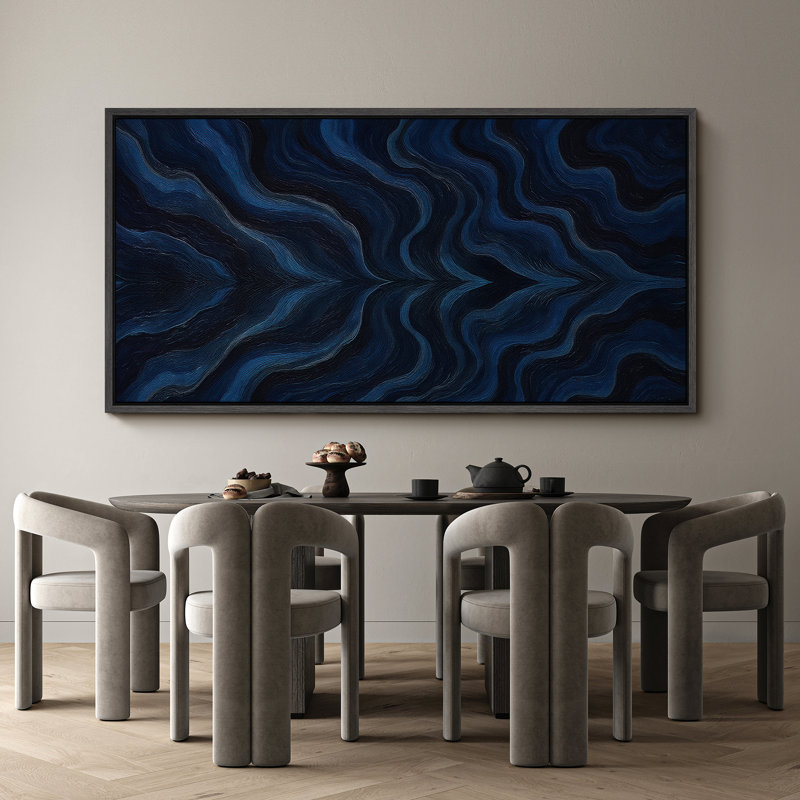 Grande impression sur toile encadrée, reproduction d'art abstrait neutre pour décoration murale moderne minimaliste, Noir
