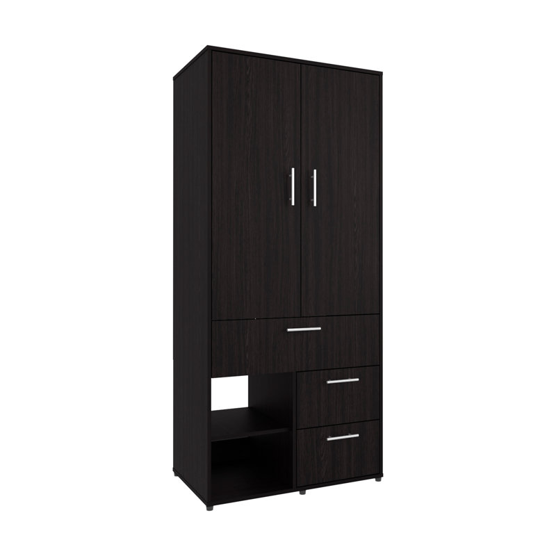 Armoire avec portes doubles, tablettes internes et tringle