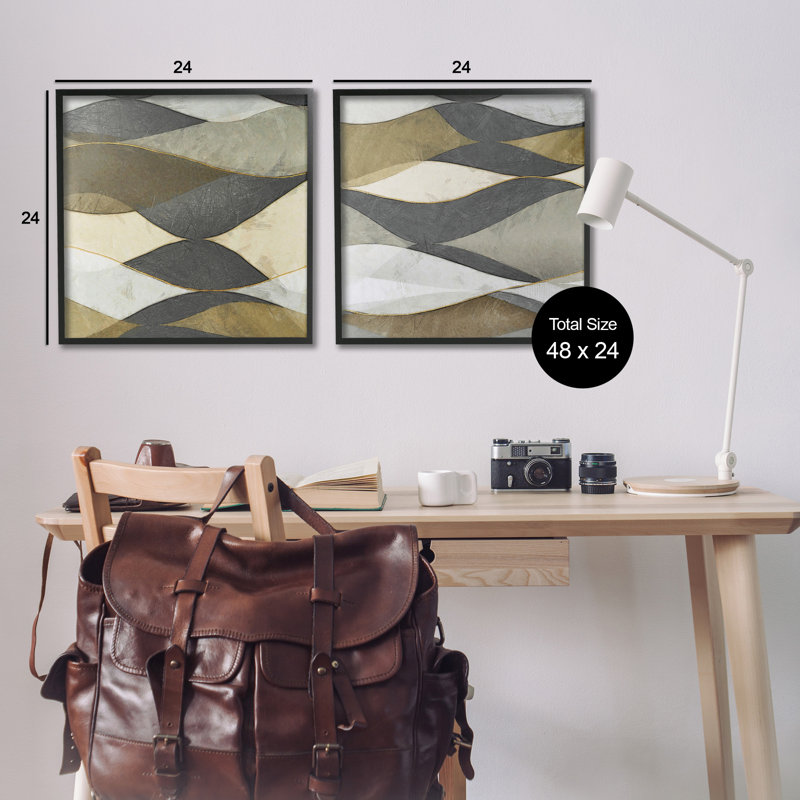"Cadre photo contemporain à vagues superposées" par Alonzo Saunders, 2 pièces sur toile, Giclée encadrée noir minuit