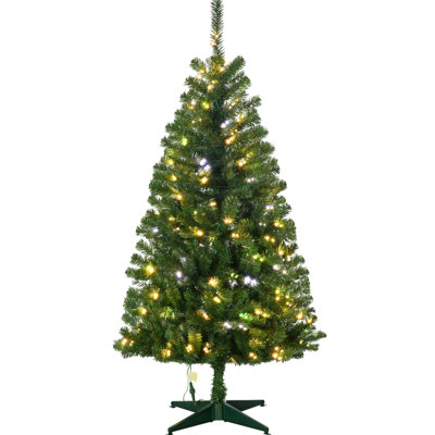 5ft Artificial Tree, 152 Lights, 365 Branches, Auto Open, Flame Retardant, Fluff, Christmas Led Fluffing Method, Plastic