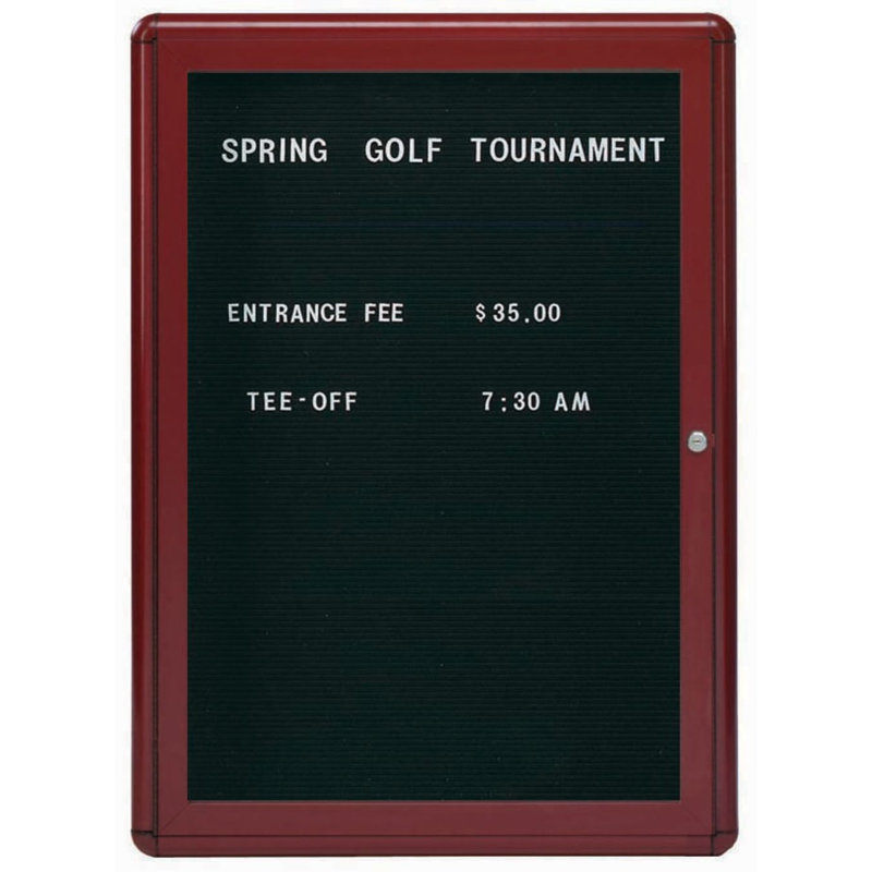 Radius Design Enclosed Directory Letter Board, 36" x 24", Burgundy/Black