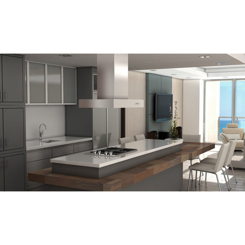 36" Professional 700 CFM Ducted Island Range Hood in Brushed Stainless Steel