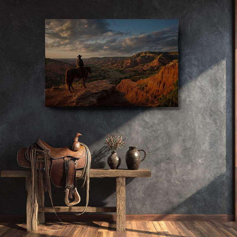 «Palo Duro Canyon Cowboy», reproduction d'art sur toile - Texas Ranch, H 20 po x l 30 po