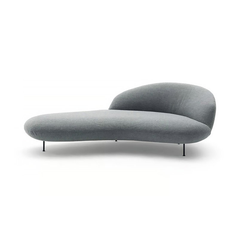Chaise longue concubine moderne en tissu incurvé, Face à la droite