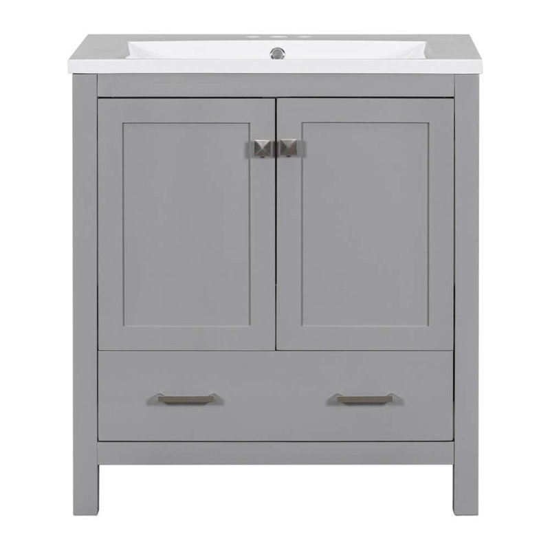 Ensemble de meuble-lavabo simple 30,11 po avec plateau en résine Adalayah, Gris