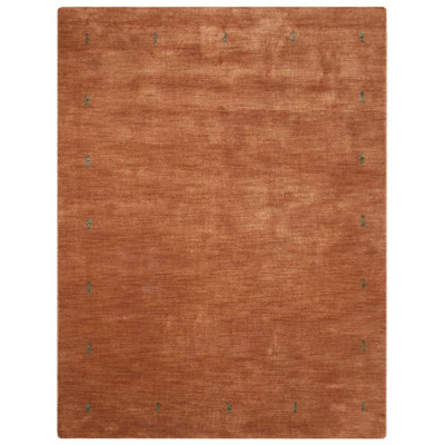 Manns Hand Knotted Loom Wool Eco-Friendly Area Rugs  -  5' x 8', Rectangle, Orange Color, Contemporary Modern Design, High Pile Thick Handmade Anti Skid Area Rugs for Living Room, Bed Room