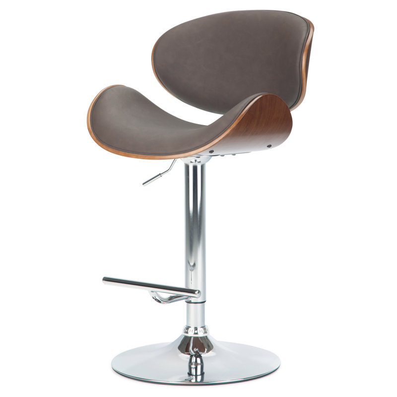 Tabouret de bar moderne pivotant rembourré Marana, Similicuir végétalien vieilli - brun