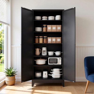 Armoire de rangement 75 po en métal avec tablettes réglables