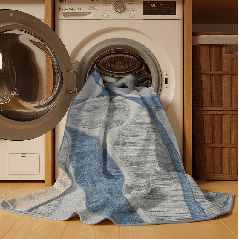 Machine Washable Abstract Brown Area Rug, Rectangle 7' x 9'