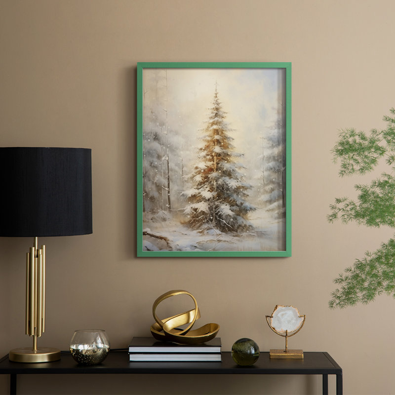 «Christmas Holiday Art», reproduction encadrée en bois massif, Vert, H 11 po x l 9 po