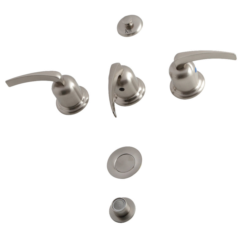 Kingston Brass Centurion Three-Handle Vertical Spray Bidet Faucet with Brass Pop-Up, Brushed Nickel