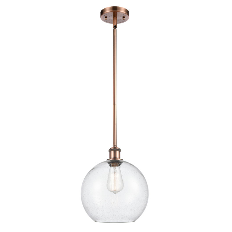 Luminaire suspendu sphère 1 lumière Baran, Grainé, Ampoule DEL 6 watts Vinage, Cuivre antique