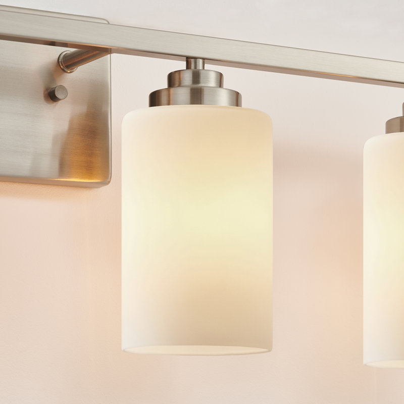 Éclairage pour meuble-lavabo avec verre blanc givré, Nickel brossé, 4
