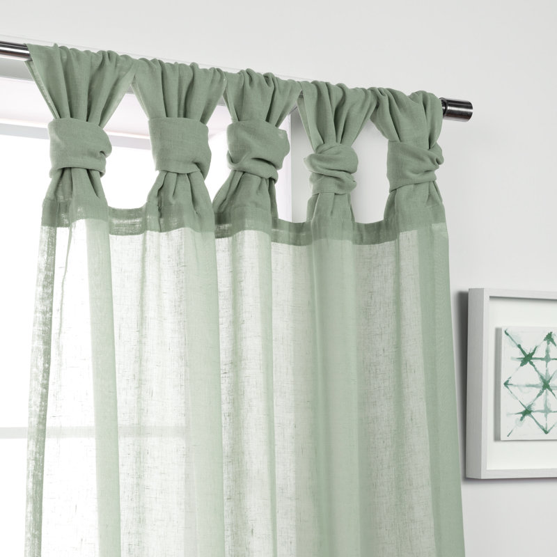 Tenggarong Semi Sheer Curtain Panel Pair, Reseda