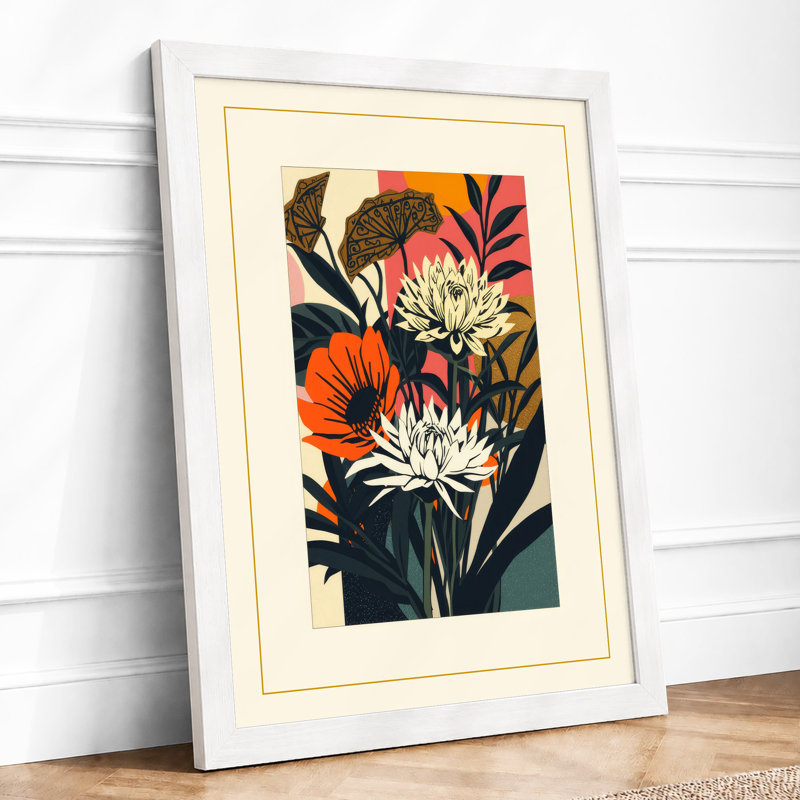 Stylized Floral Forms Art Deco - Print, A2 - 59.4 x 42.0 cm, White
