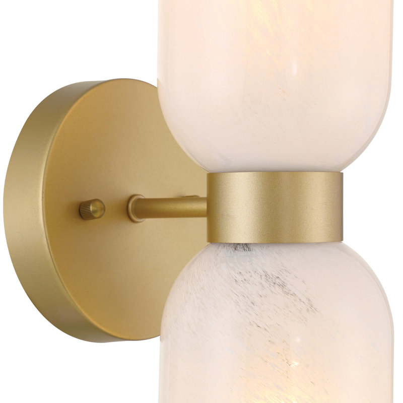 Applique murale à bras 2 lumières Eugenie, Or brossé, Crème, crème