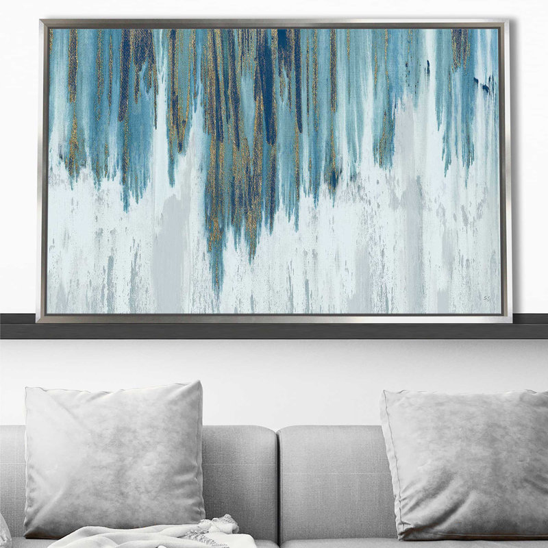 Douce nuit d'été par - Peinture, Cadre flottant argent, H 39,5 po x l 63,5 po x P 2 po
