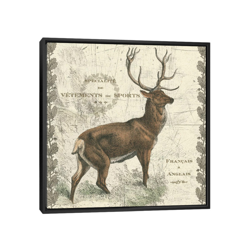 Elk, impression sur toile tendue Regal, H 18 po x l 18 po x P 1,5 po, Toile encadrée noire, Pas de tapis