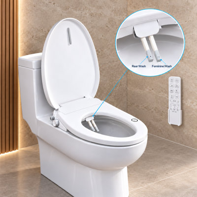 Cleanlite E1 Elongated Electric Bidet Toilet Seat with Heated Seat, Warm Air Dryer and Remote Control