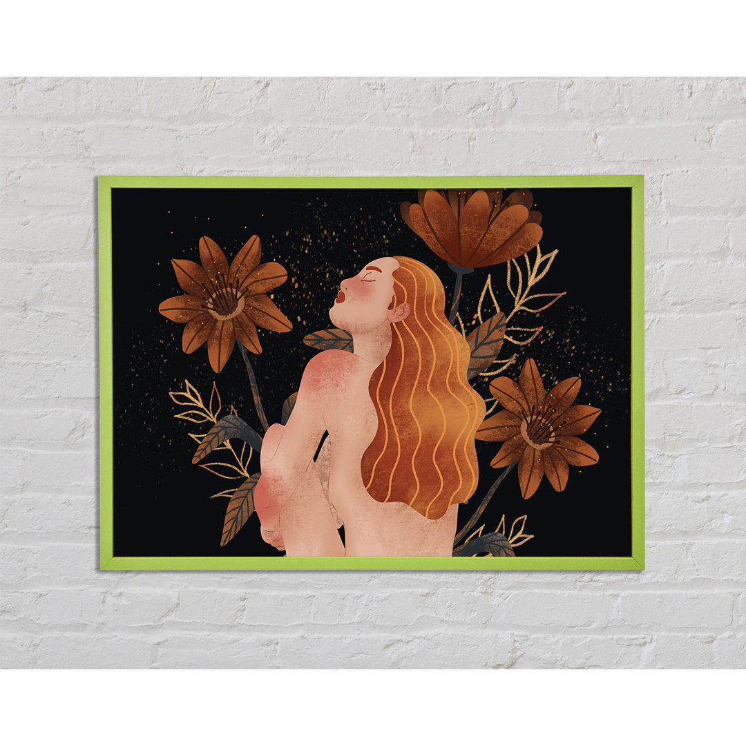 Barrone Red Haired Girl Floral - Einzelner Bilderrahmen Kunstdrucke