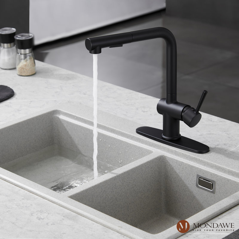 Mondawe Pull Down Kitchen Faucet, Matte Black