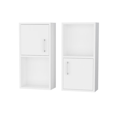White Bathroom Cabinets - 2 Wall Mounted With Open Shelf For Efficient And Stylish Medicine Handles