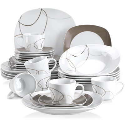 30 Piece Porcelain China Dinnerware Set - Service for 6
