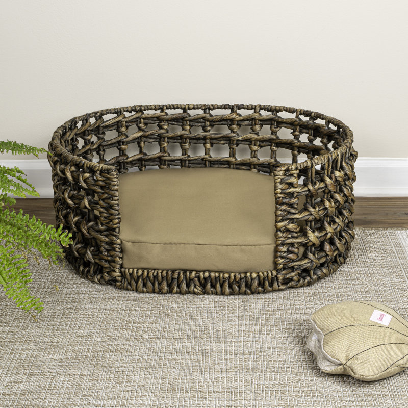 Lit gigogne ovale tissé à la main avec coussin lavable à la machine 24 po x 18 po Gigi, Brun