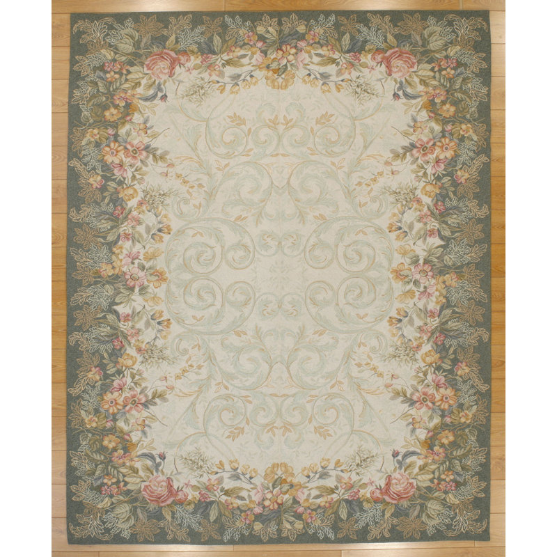 One-of-a-Kind 7'11" X 10' 2000s Wool Area Rug in Green