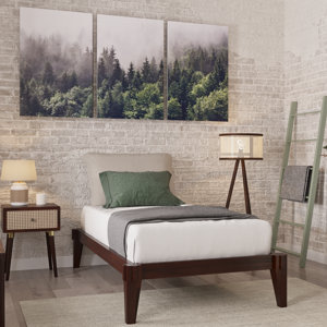 Jamerian Chalipa Solid Wood Platform Bed Frame Without Headboard, Modern Bed walnut king 