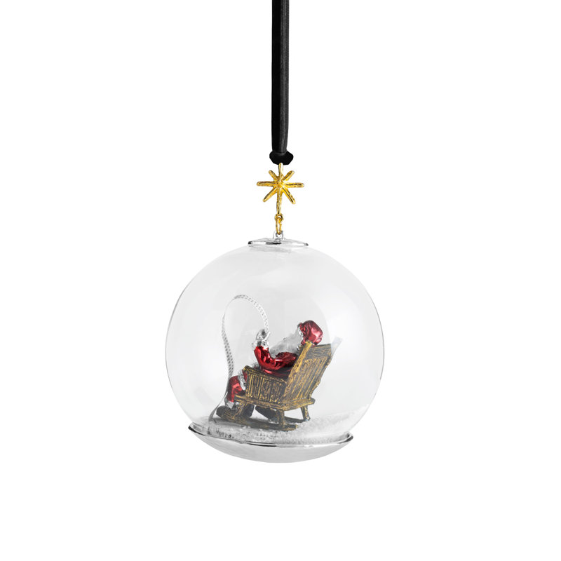 Santa Snow Globe 6'' Handmade Glass Christmas Ball Ornament