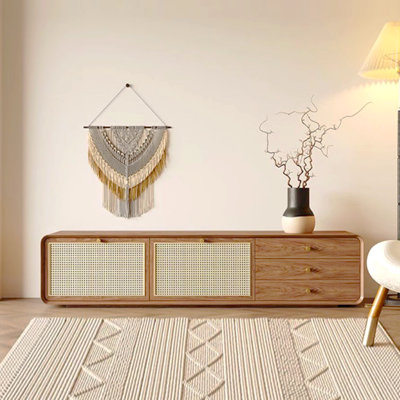 Retro rattan design sense TV cabinet
