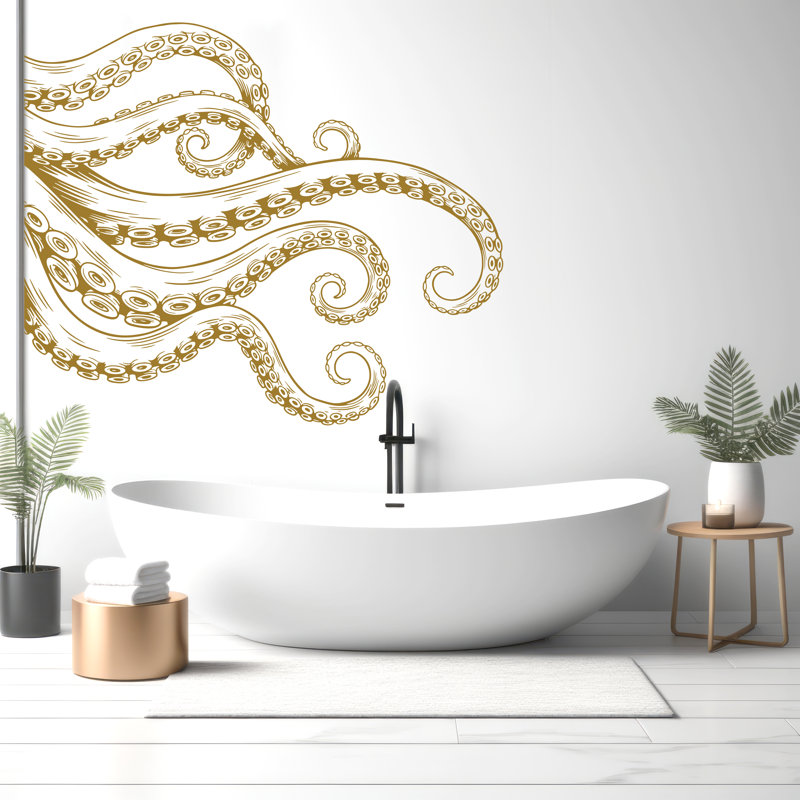 Pieuvre, décalcomanie murale, tentacules, animaux de la mer, décorations murales pour salle de bain, autocollants, vinyle, 319DRE