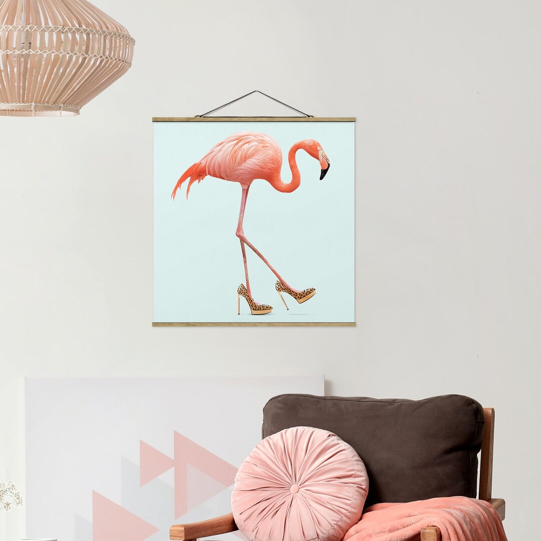 Stoffbild Flamingo mit High Heels von Jonas Loose