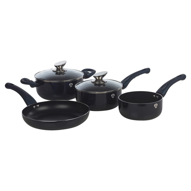 6 - Piece Non-Stick Aluminum Cookware Set, Matt Black
