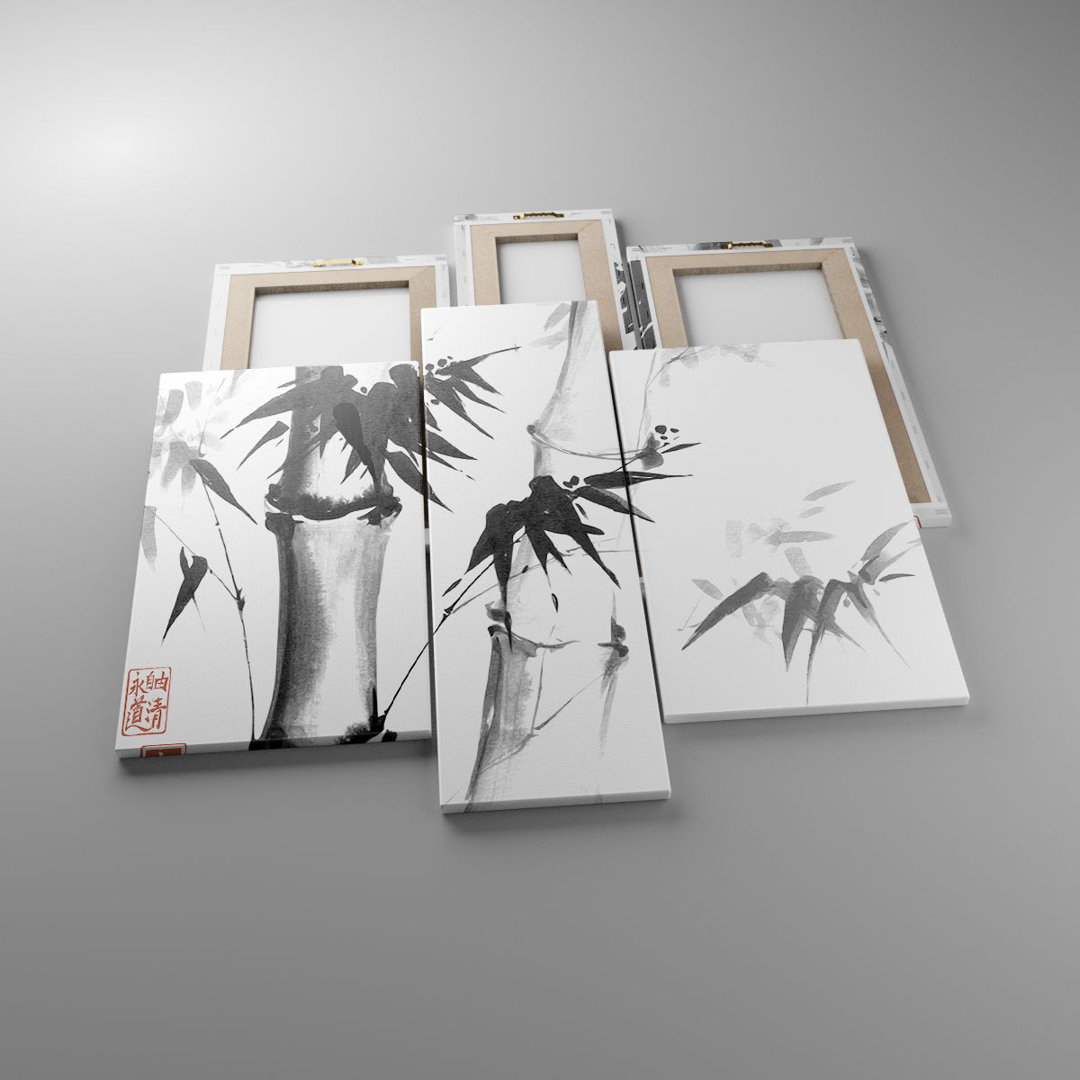 3-tlg. Leinwandbilder-Set Asian Watercolour Bamboo