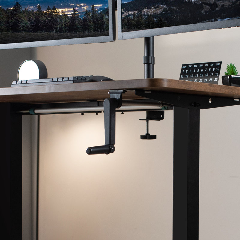 VIVO Manual Height Adjustable Stand Up Desk Frame Crank System, M051MB series, Black