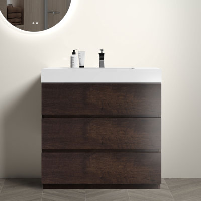 Meuble-lavabo de salle de bain avec lavabo, meuble-lavabo autoportant avec rangement, meuble-lavabo de salle de bain