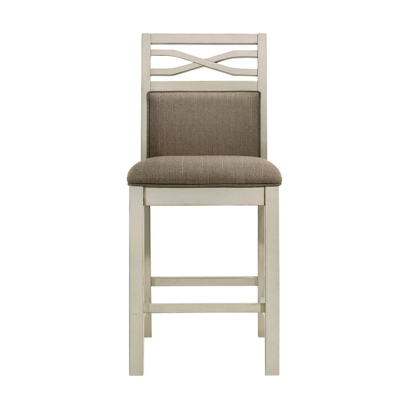 Ensemble de 2 chaises à hauteur de comptoir, ensemble de chaises de salle à manger rembourrées en tissu de style champêtre décontracté