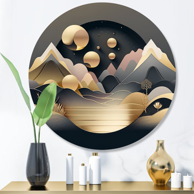 Dreamy Golden Mountain II Abstract Wall Decor on Metal