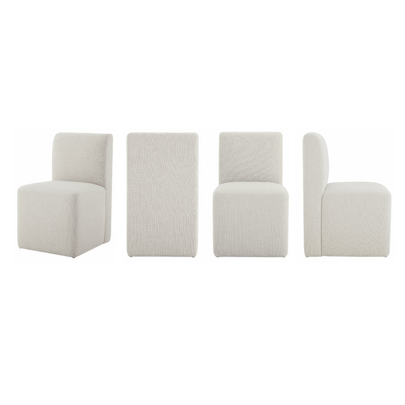 Bralan Polyester Blend Upholstered Back Dining Chair with Casters (Set of 4), Linen