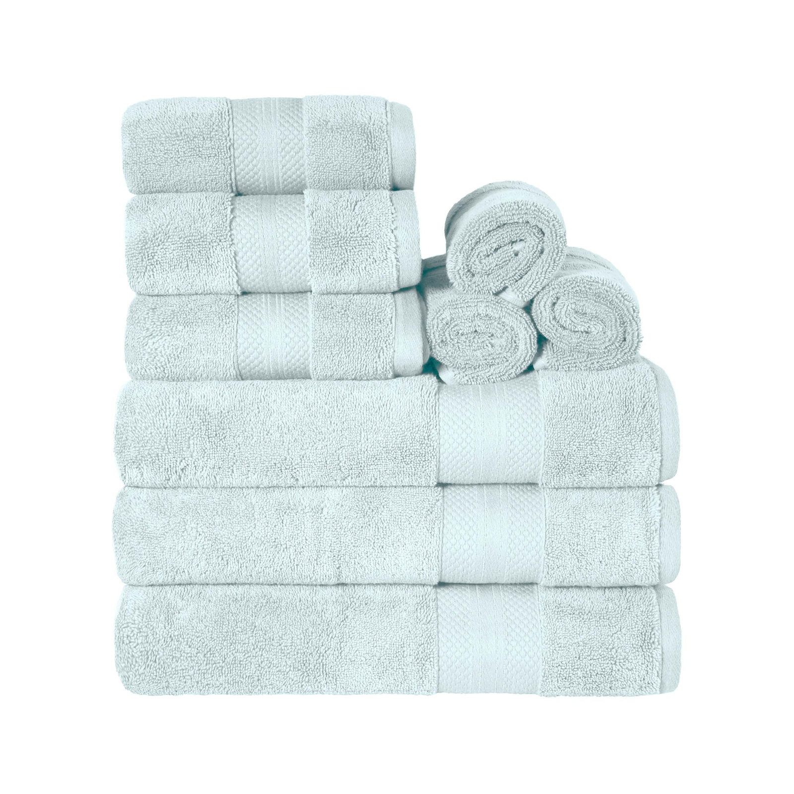Finnian Ultra-Plush Heavyweight, 100% Turkish Towel Collection, Dusty Aqua, 9 Piece Towel Set
