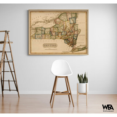 «New York 1817», reproduction de carte antique de New York, affiche de carte ancienne de New York, petite bibliothèque murale de New York, affiche de décor de métro de New York